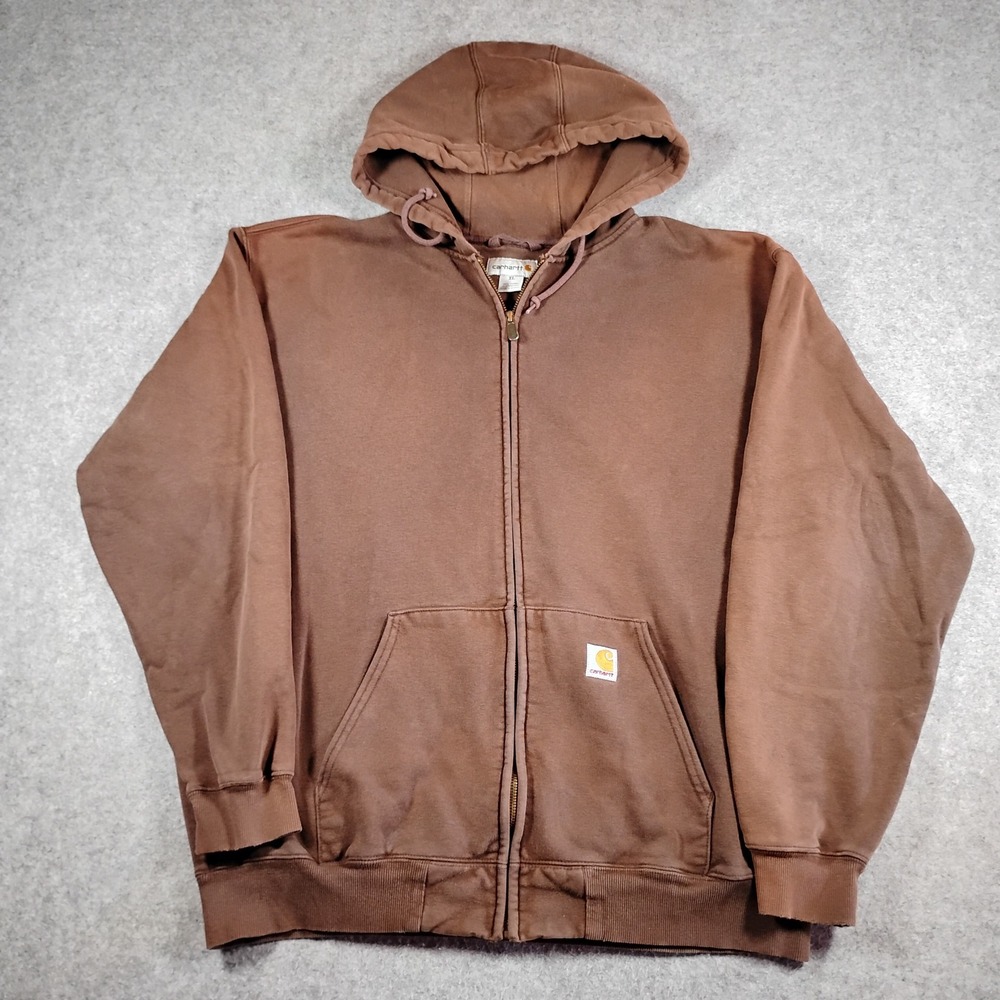 Carhartt Mens K185 DKB Full Zip Hoodie Dark Brown XL Heavyweight Sweatshirt